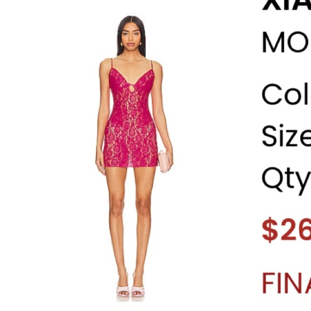 XIA Fuchsia Lace Mini Dress